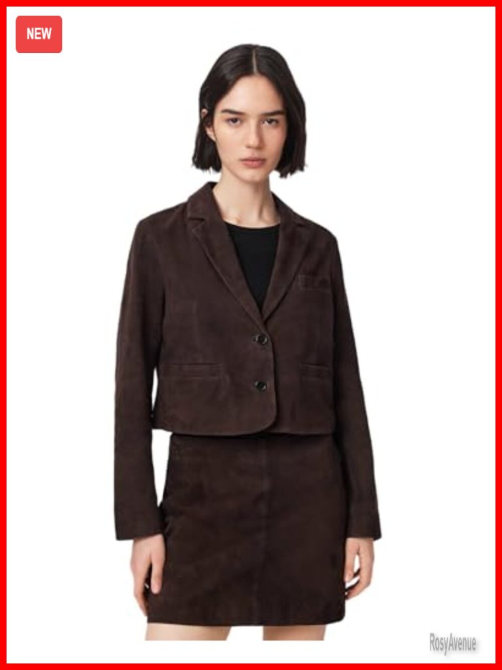 Suede Blazer Long Sleeve Lapel Collar Button Short Tailored